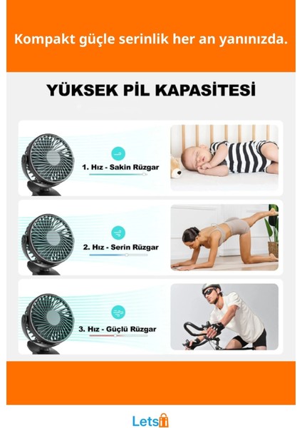 3 Hızlı Klipsli Şarjlı Portatif Masaüstü Fan fiyatları