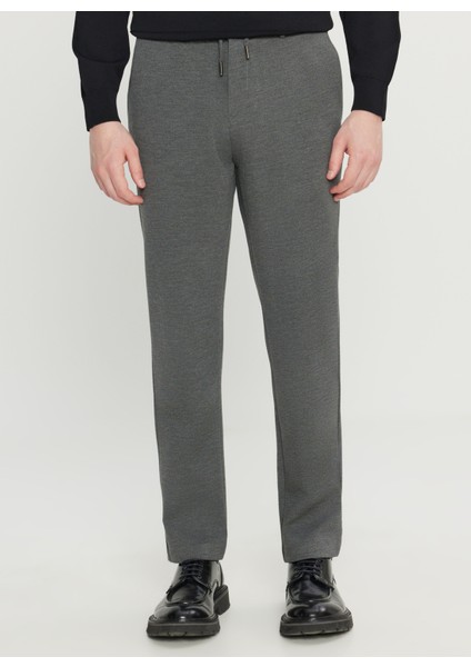 Bağlamalı Bel Dar Paça Jogger Gri Melanj Erkek Pantolon ACE001261527_GMJ