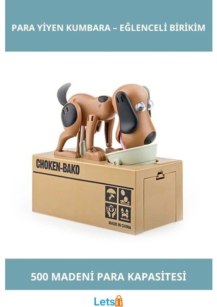 Sevimli Para Yiyen Köpek Kumbara 16 cm Sert Plastik