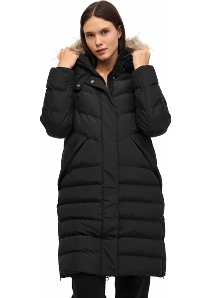 Wl 3dıana 5pr Siyah Kadın Uzun Kaban