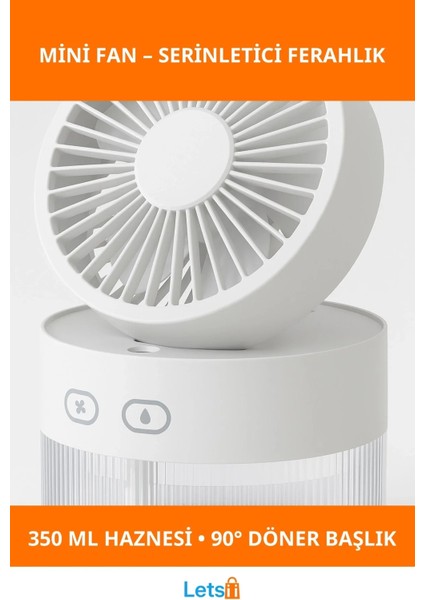 Su Spreyli Katlanır Başlıklı USB Mini Fan