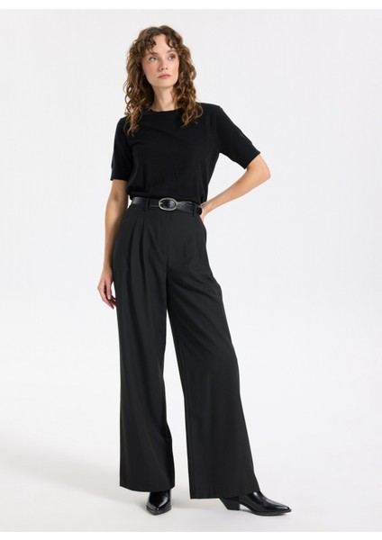 Normal Bel Bol Kesim Siyah Kadın Pantolon J5WL-PNT7075 fiyatları