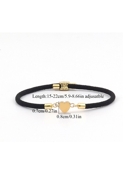 Lucky Heart 18 Ayar Altın Kaplama Paslanmaz Çelik Kalp Detaylı Renkli Ipli Bileklik (Kırmızı / Siyah / Beyaz) modelleri