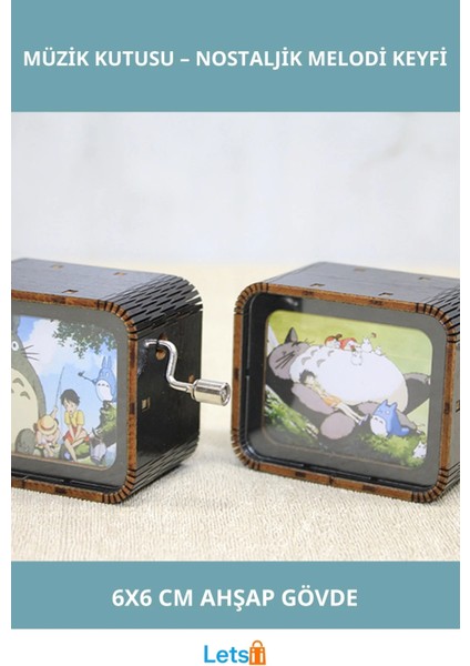 Totoro Ahşap Müzik Kutusu 6x6 cm