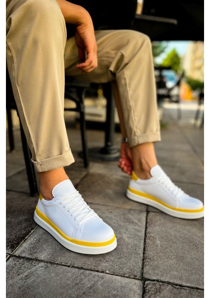 MN979 - Santoni Gbt Spor Erkek Ayakkabı Beyaz/sarı modelleri
