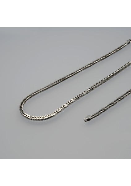 4n Kare Traşlı Tilki Kuyruğu Gümüş Zincir