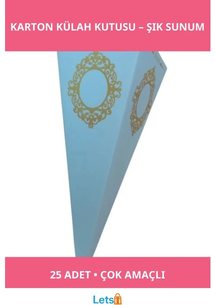Beyaz Karton Külah Şeker ve Lokum Kutusu 25’li Paket