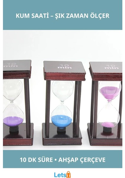 Ahşap Kum Saati 10 Dakika Dekoratif Zaman Ölçer