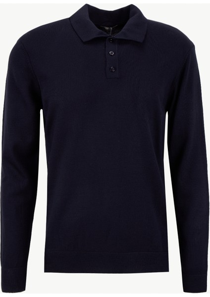 Polo Yaka Basic Düz Lacivert Erkek Kazak PBF5WM-KZK9555
