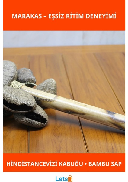 Doğal Hindistancevizi Kabuklu El Yapımı Sarkaçlı Marakas