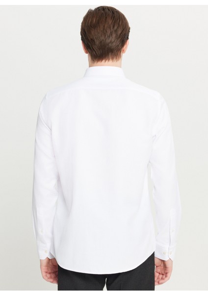 Tailored Fit Düğmeli Yaka Beyaz Erkek Gömlek ACE020261599_BYZ indirimleri