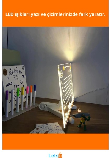 Büyük Boy LED Aydınlatmalı Yazı ve Çizim Tahtası 30X20 cm fiyatları