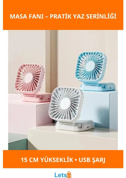 Taşınabilir Katlanabilir USB Masa Fanı 15 cm Hızlı Şarj