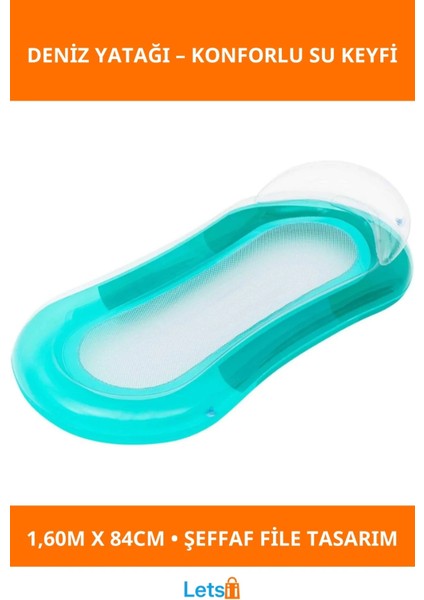 Lüks Fileli Şişme Deniz Yatağı 1.60M x 84CM Rahat Yüzme Deneyimi