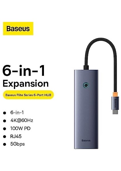 Hub 6W1 Ultrajoy 6 Port (Usb-C 1 x HDMI4K @ 30 Hz + 3 x USB 3.0 + 1 x Pd + ) fiyatları