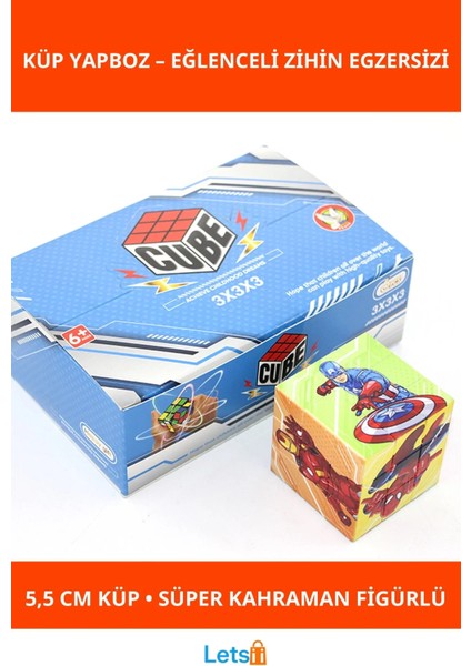 Süper Kahramanlı 5,5 cm Küp Yapboz