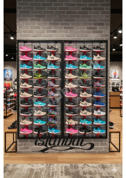 Duvara Monte Ayakkabı Rafı - 50 Raflı - 190X200 cm - Pano Siyah - Raflar Beyaz indirimleri