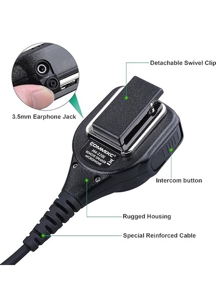 Omuz Mikrofonu HM-220E Motorola Radyo Kulaklık Hoparlör GP328 GP340 Gp7 3,5 mm Mikrofon Hoparlör Mikrofon, Su Geçirmez El Tipi Omuz Mikrofonu, Harici 3,5 mm Kulaklık Jaklı fırsatları