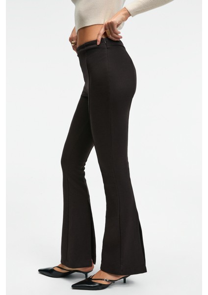 Lysavıne Kadın Esnek Kumaşlı Slim Fit Koyu Kahverengi Pantolon fırsatları