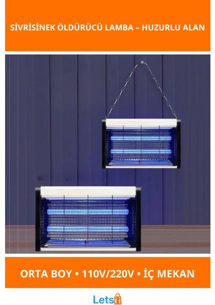 Elektrikli Uv Sivrisinek Öldürücü Lamba Orta Boy Sessiz ve Etkili Çözüm