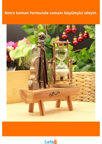 Şık Ahşap Kemancı Tasarımlı Kum Saati 18X15 cm fiyatları
