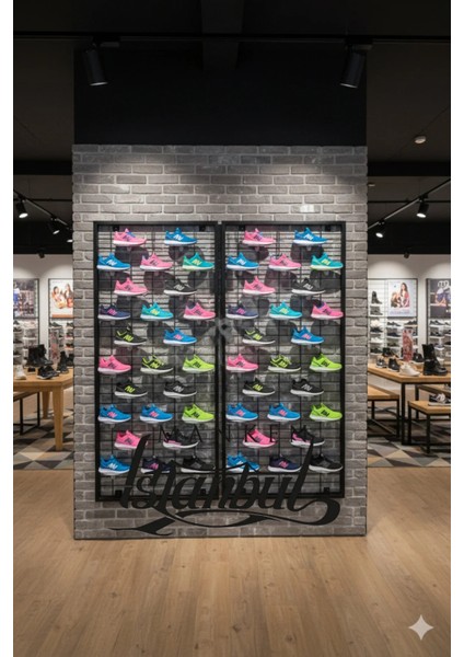 Duvara Monte Ayakkabı Rafı - 50 Raflı - 190X200 cm - Pano Siyah - Raflar Siyah indirimleri