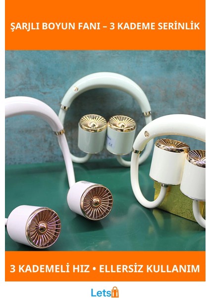 Kuromi Tasarımlı Şarjlı Boyun Fanı Vantilatör 3 Kademeli