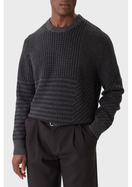 Yünlü Regular Fit Bisiklet Yaka Örme Kazak LV04LD306GP81 Erkek Kazak LV04LD306G P81