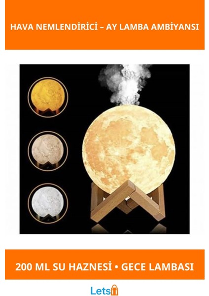 Estetik Hava Nemlendirici Ay Lamba Gece Lambası