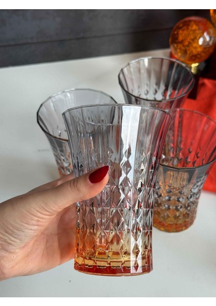 Darkness Turuncu Füme Crystal 4'lü Meşrubat BARDAK(200ML) fırsatları