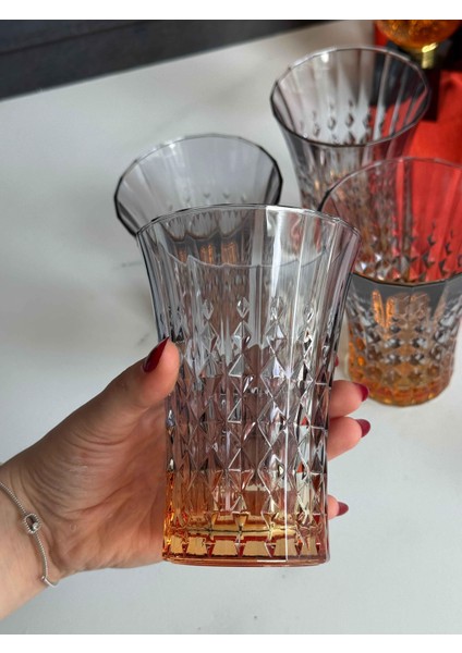 Darkness Turuncu Füme Crystal 4'lü Meşrubat BARDAK(200ML) indirimleri