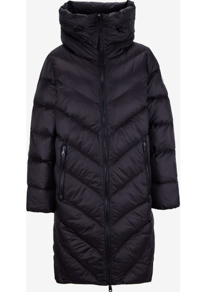 D5WL-MNT3504 Siyah Standart Düz Kadın Kaban