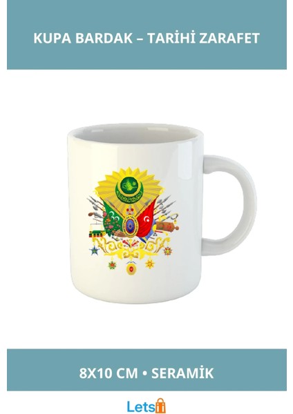 Osmanlı Armalı Şık Seramik Kupa Bardak 8 cm x 10 cm