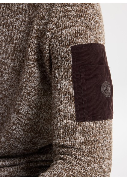 D5WM-SWT3823 Kahve Bisiklet Yaka Relaxed Düz Erkek Kazak indirimleri