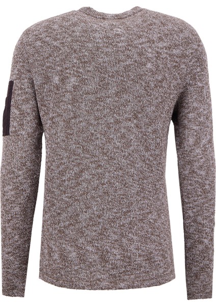 D5WM-SWT3823 Kahve Bisiklet Yaka Relaxed Düz Erkek Kazak