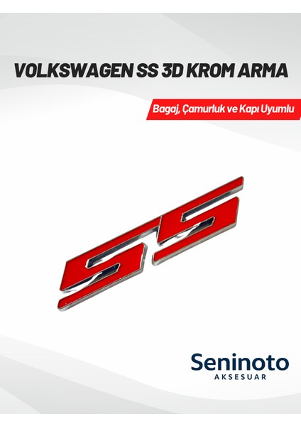 Volkswagen Uyumlu Ss 3D Krom Arma – Kırmızı (Bagaj, Çamurluk ve Kapı Uyumlu)
