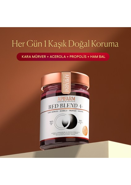 Apifarm Red Blend 4+ | Kara Mürver + Acerola + Propolis + Ham Bal Karışımı 415G