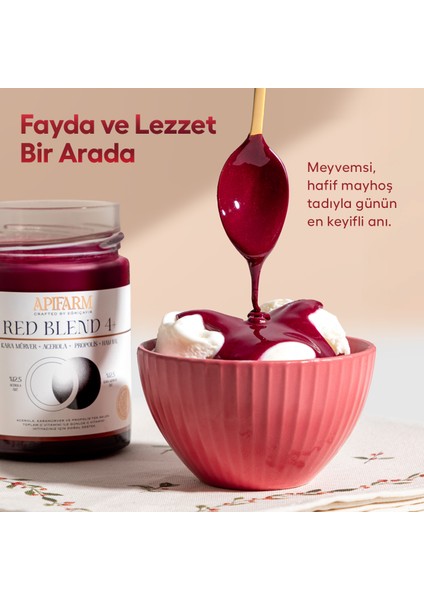 Apifarm Red Blend 4+ | Kara Mürver + Acerola + Propolis + Ham Bal Karışımı 415G fırsatları
