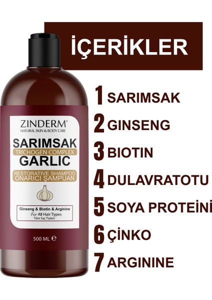 Trichogen Complex Güçlendirici Sarımsak Özlü Tuzsuz Şampuan | Dökülme Karşıtı & Onarıcı (3 Adet x 500 Ml) modelleri