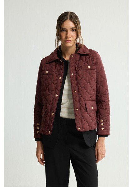 Kapitone Cepli Kısa Mont Mürdüm 152L9396000