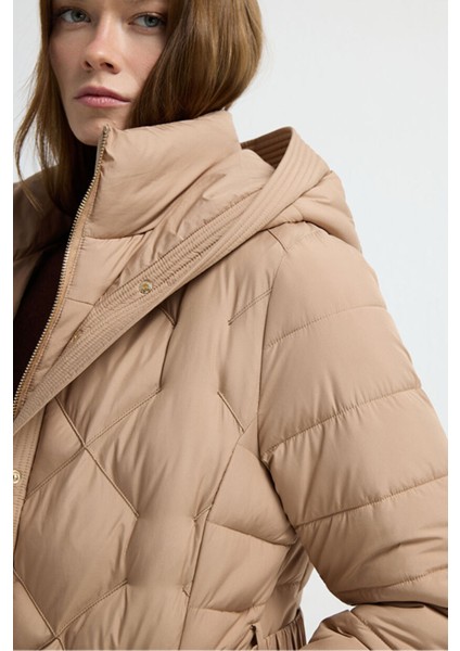 Kemerli Kısa Şişme Mont Camel 15245278000 fiyatları