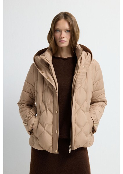 Kemerli Kısa Şişme Mont Camel 15245278000 indirimleri