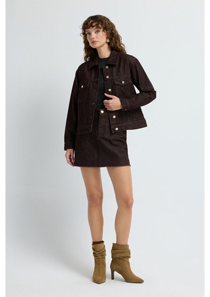 Cepli Denim Etek Kahve 12745881000