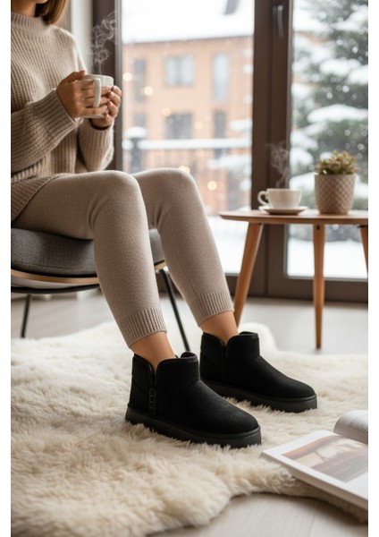 Darkstep Siyah Esnek Poli Taban Içi Tüylü Kısa Bot modelleri