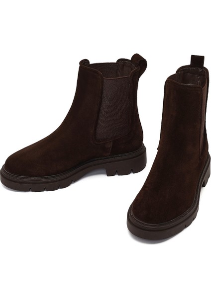 Kadın Kahverengi Süet Deri Chelsea Bot 25WFD162810 modelleri