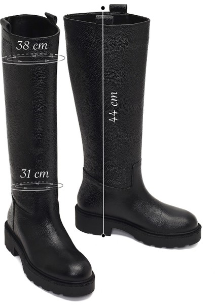 Kadın Siyah Kalın Tabanlı Deri Çizme 25WFD1893FT fiyatları