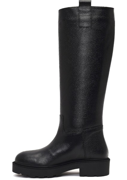 Kadın Siyah Kalın Tabanlı Deri Çizme 25WFD1893FT fırsatları