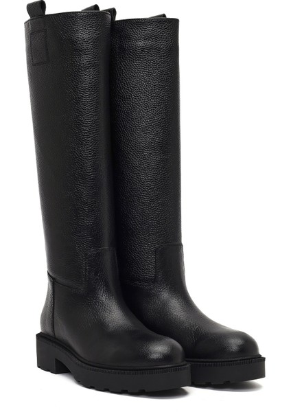 Kadın Siyah Kalın Tabanlı Deri Çizme 25WFD1893FT indirimleri