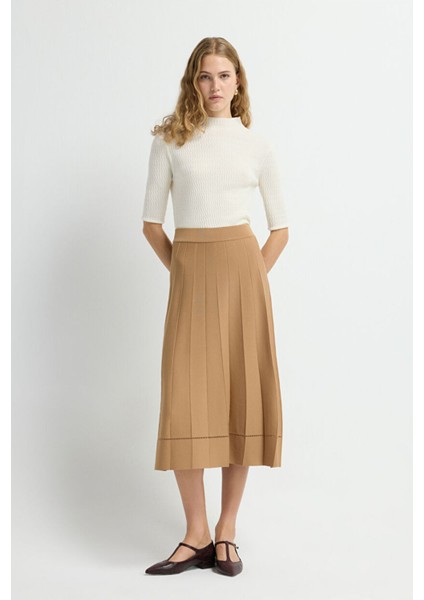 Piliseli Triko Etek Camel 12744375001