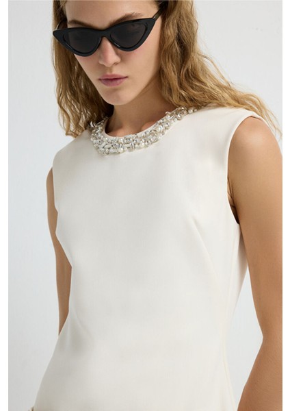 Taş Detaylı Elbise Vanilya 12445660000 fiyatları